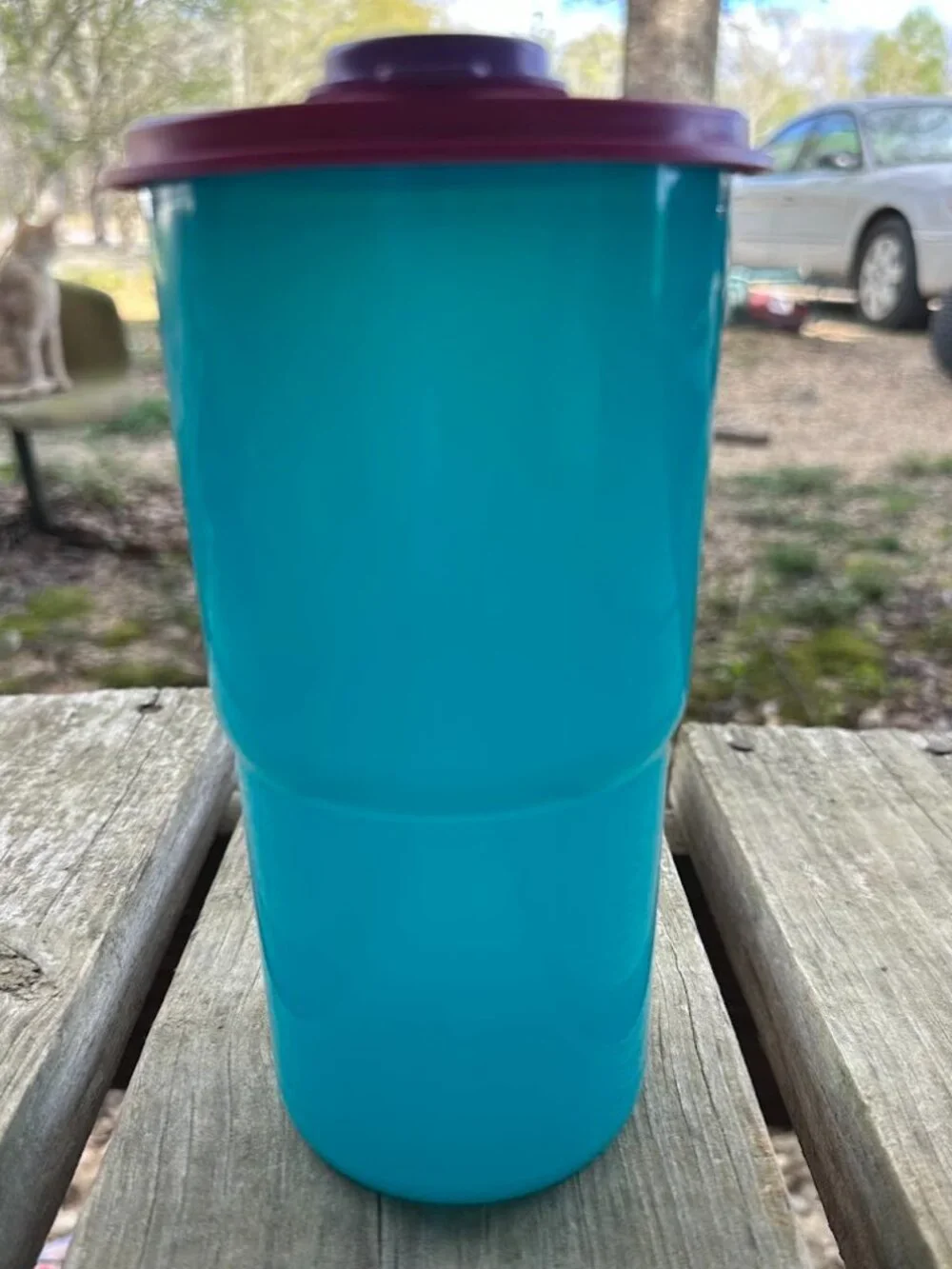 Vintage Tupperware Mega Tumbler 30oz Thirstquake Teal Purple Pink Lid 2414a 603 - Picture 2 of 5